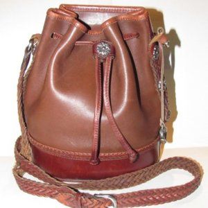 Brighton Brown Leather Bucket Braided Strap Chrome